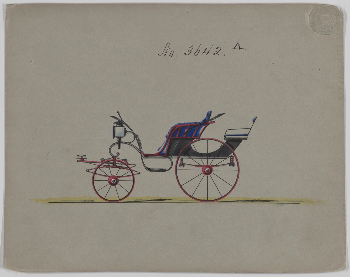Design for Pony Phaeton, no. 3642a by Brewster & Co., drawing, 1880