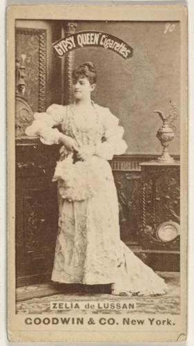 Zelia de Lussan, from the Actors and Actresses series (N171) for Gypsy Queen Cigarettes by Goodwin & Company, photograph, 1886-1890