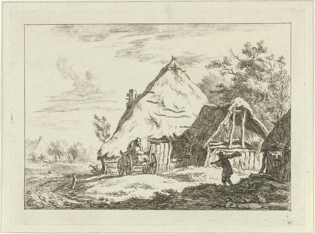 Kar voor een boerderij by Carel Lodewijk Hansen, print, 1780-1840