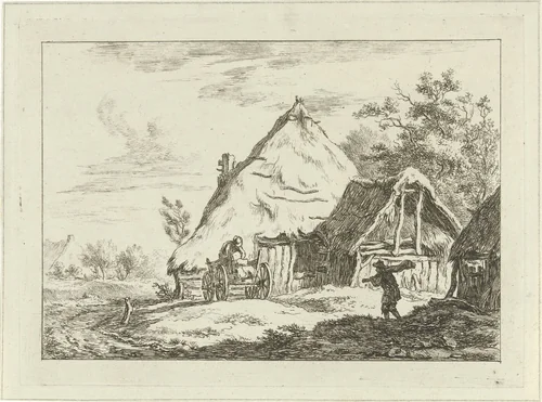 Kar voor een boerderij by Carel Lodewijk Hansen, print, 1780-1840