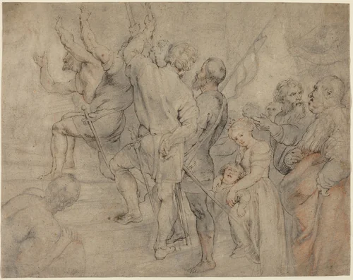 Part of the Crowd at the Ecce Homo by Peter Paul Rubens, drawing, 1577-1640