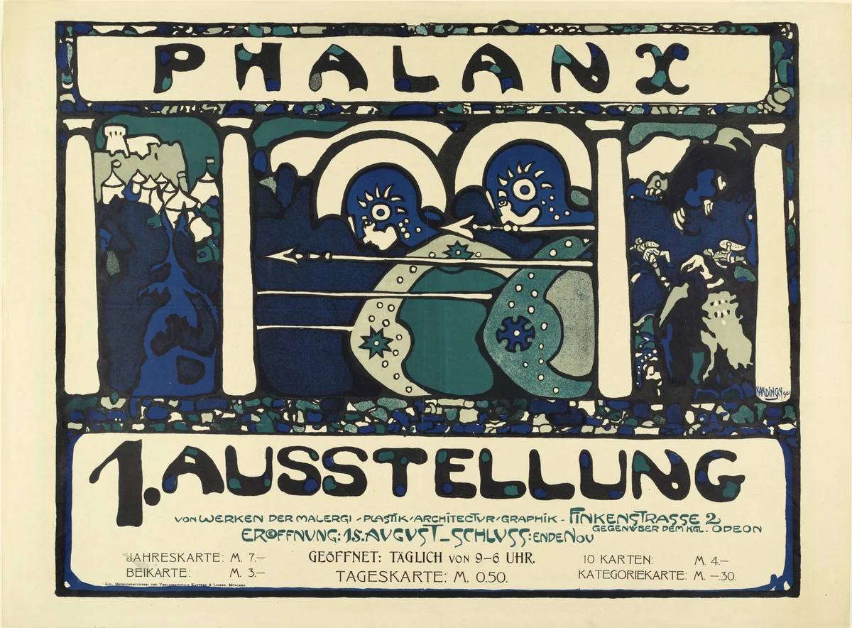 Poster for the 1st Exhibition of the "Phalanx" (Plakat für die erste Ausstellung der "Phalanx") by Wassily Kandinsky, print, 1901