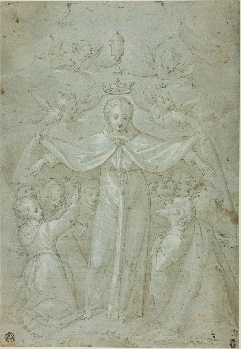 Virgin of Mercy (Madonna della Misericordia) by Filippo Bellini, drawing, 1570-1603