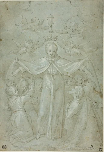Virgin of Mercy (Madonna della Misericordia) by Filippo Bellini, drawing, 1570-1603