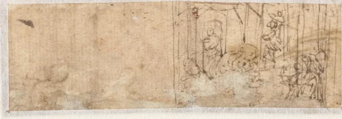 Ontwerp voor een Geboorte (?) by Unknown, drawing, 1480-1543