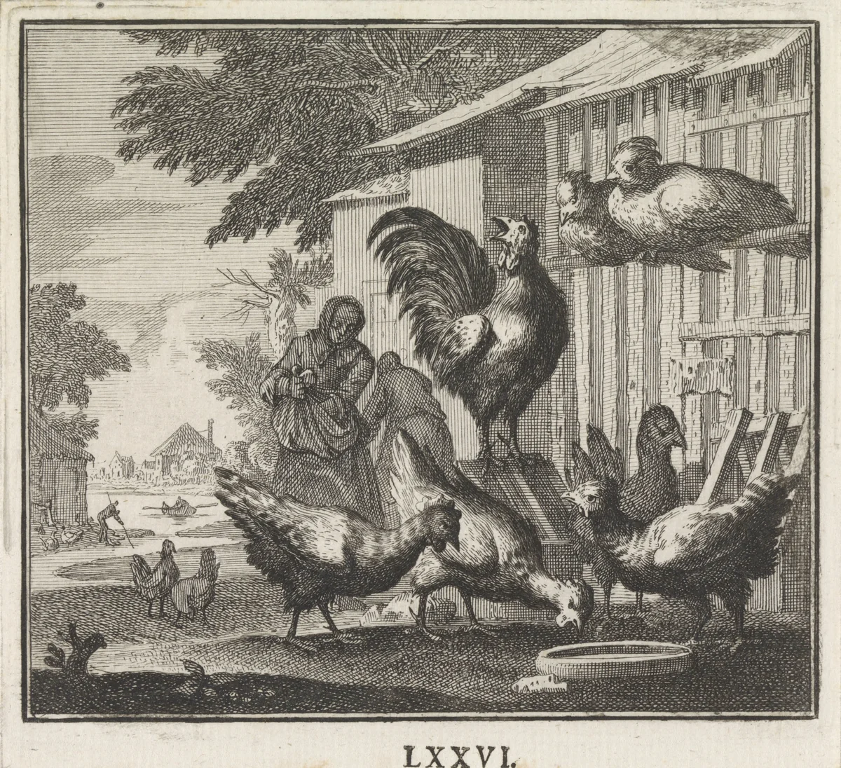 Embleem: Kip by Caspar Luyken, print, 1695-1705
