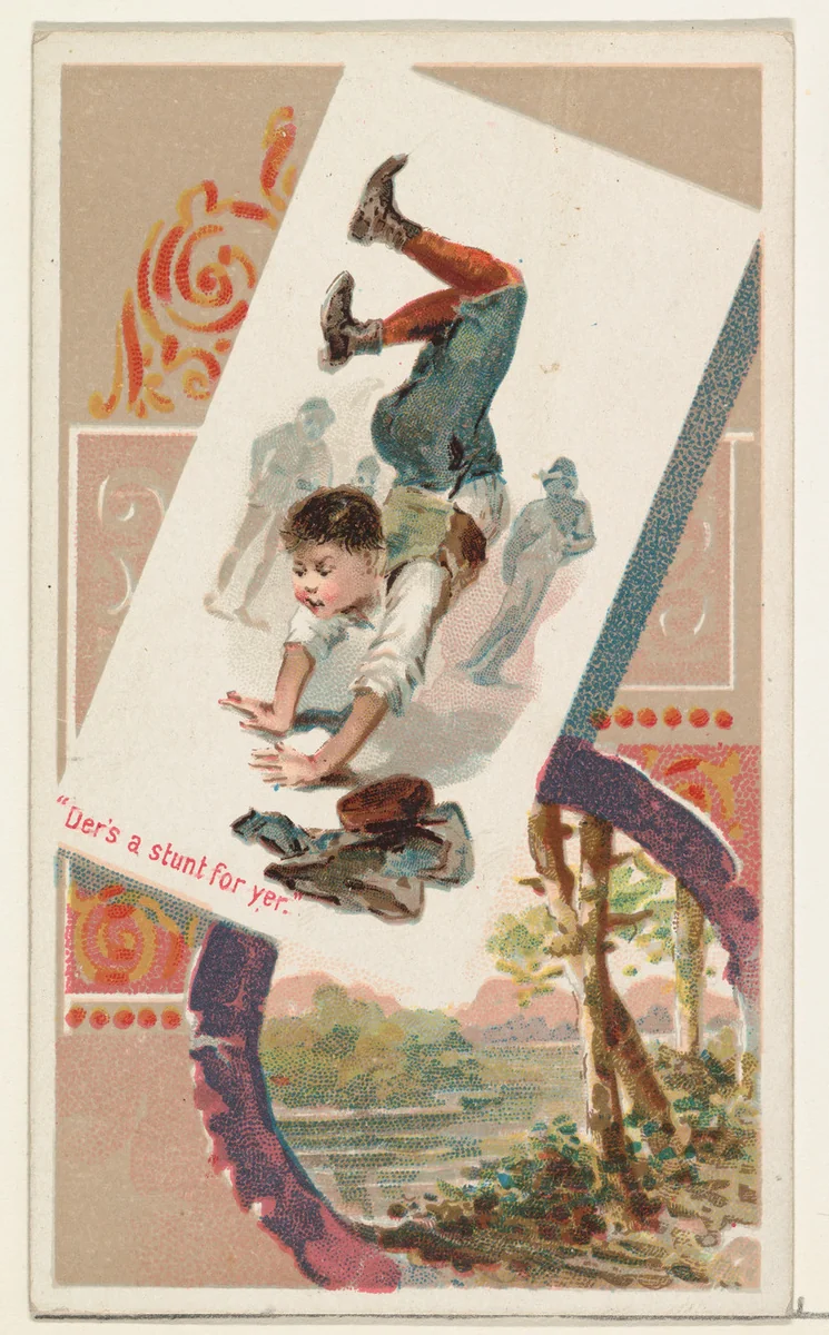 "Der's a stunt for yer," from the Terrors of America set (N136) issued by Duke Sons & Co. to promote Honest Long Cut Tobacco by W. Duke, Sons & Co., print, 1888-1889
