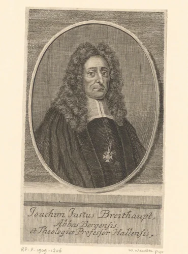 Portret van Joachim Justus Breithaupt by Martin Bernigeroth, print, 1724