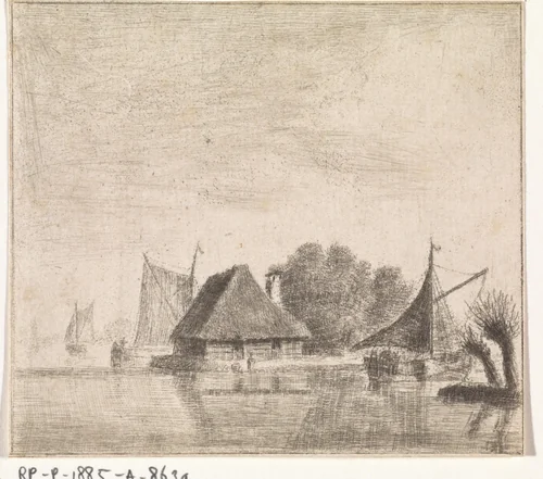 Boerderij aan het water by Hendrik Spilman, print, 1742-1784