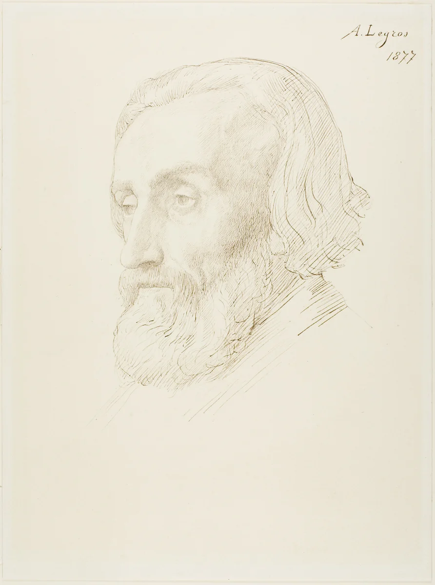 Head of a Man by Alphonse Legros, drawing, 1877