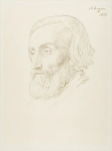 Head of a Man by Alphonse Legros, drawing, 1877