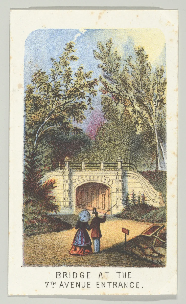 Bridge at the 7th Avenue Entrance, from the series, Views in Central Park, New York, Part 3 by Louis Prang & Co., print, 1864