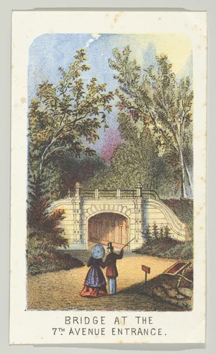 Bridge at the 7th Avenue Entrance, from the series, Views in Central Park, New York, Part 3 by Louis Prang & Co., print, 1864