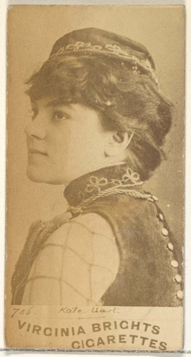 Card 706, Kate Uart, from the Actors and Actresses series (N45, Type 1) for Virginia Brights Cigarettes by Allen & Ginter, photograph, 1885-1891
