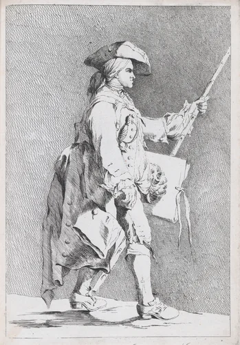 An Artist at the French Academy in Rome (?), pl. V from "Recueil de caricatures" by Ange Laurent de La Live de Jully, print, 1749-1759