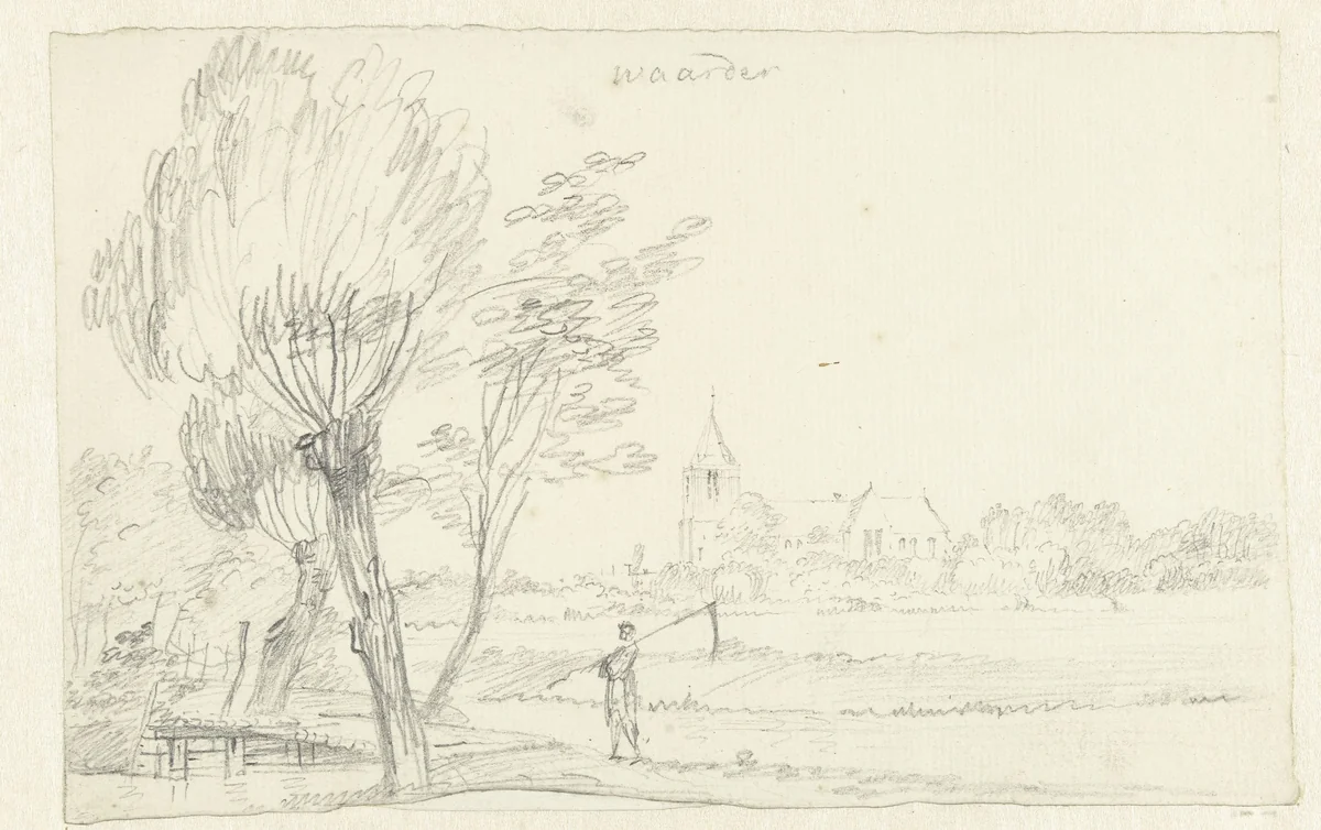 Gezicht op het dorpje Waarder, bij Woerden by Pieter Bartholomeusz. Barbiers, drawing, 1782-1837