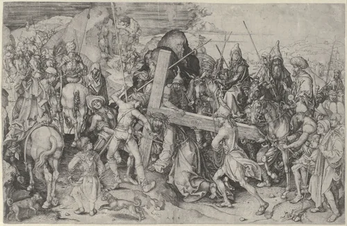 Kruisdraging by Martin Schongauer, print, 1470-1491