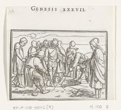 Jozef wordt door zijn broers uit put getrokken by Hans Holbein, print, 1538