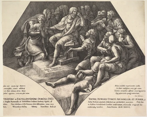 Zaleucus (Seleucus) and his son by Wenceslaus Hollar, print, 1637