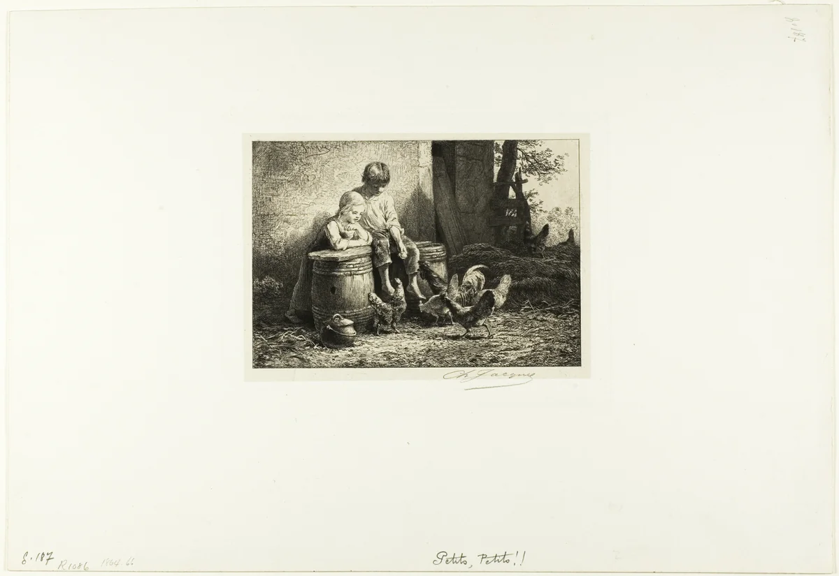 Petits! Petits! by Charles-Émile Jacque, print, 1860-1870