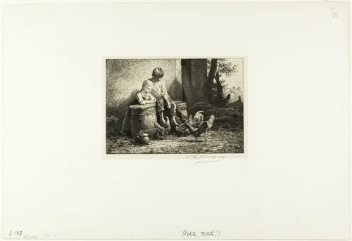 Petits! Petits! by Charles-Émile Jacque, print, 1860-1870