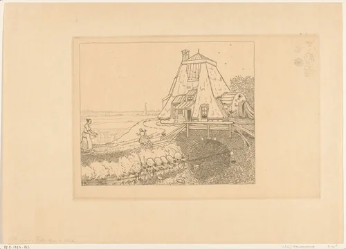 Onderstuk van een watermolen bij Gouda by Wijnand Otto Jan Nieuwenkamp, print, 1911