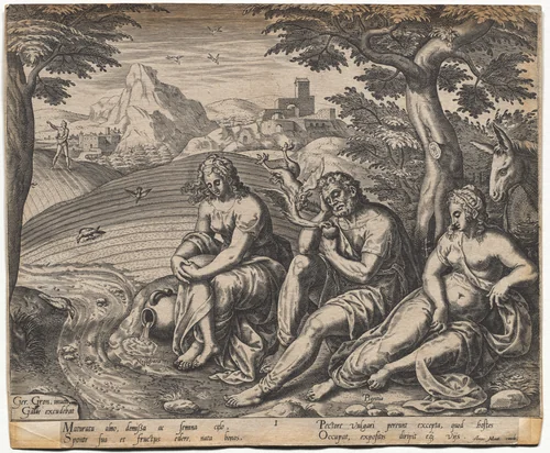 The Parable of the Sower and the Seed: The Seed Falling by the Way Side (after Gerard Van Groeningen, active Antwerp 1563-1573) by Gerard van Groeningen, print, 1574