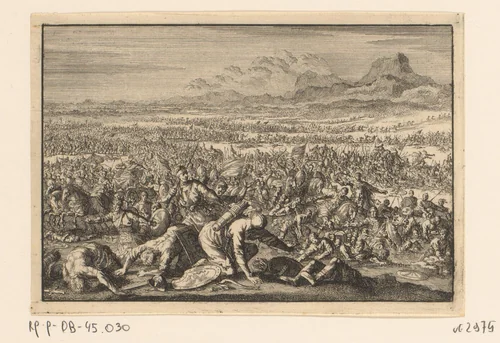 Legers van Sodom en Gomorra lijden een nederlaag by Jan Luyken, print, 1703