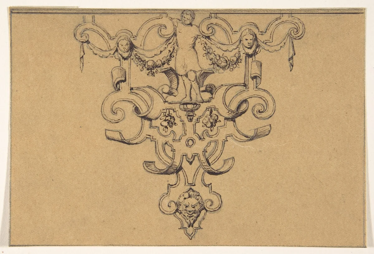 Design for Strapwork Ornament by anonymous, drawing, 1800-1899