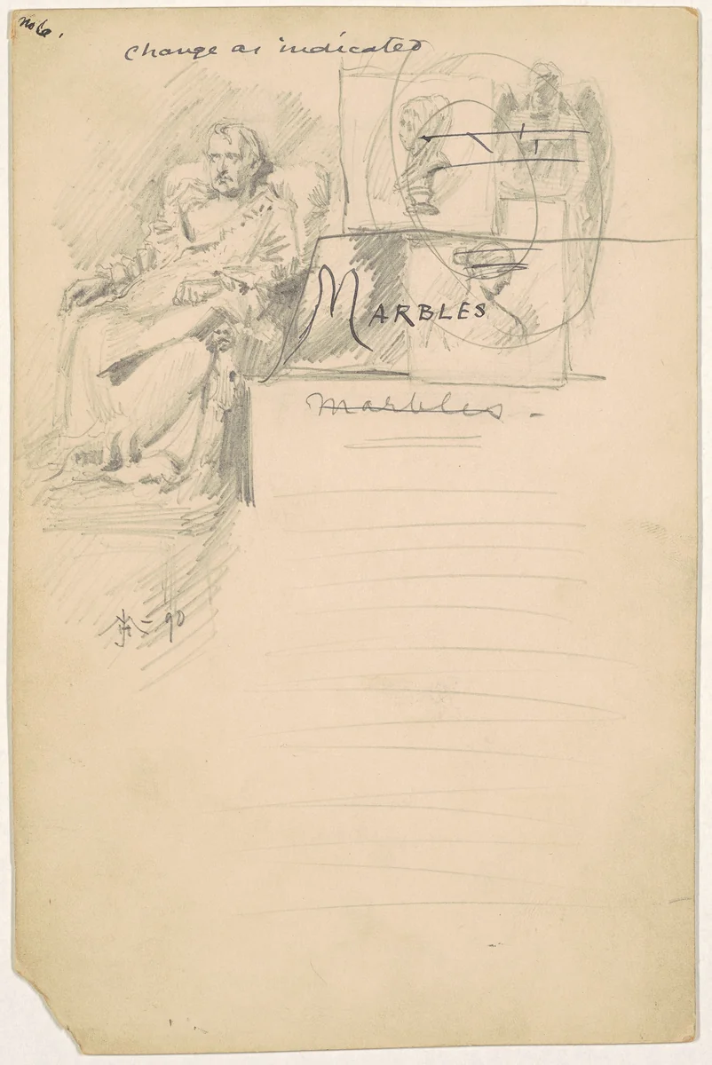 Study for "Marbles" by James Henry Moser, drawing, 1890