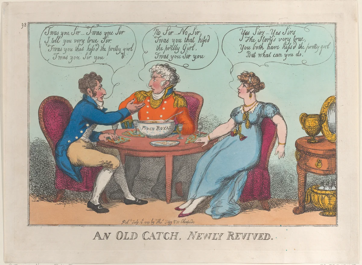 An Old Catch, Newly Revived by Thomas Rowlandson, print, 1809