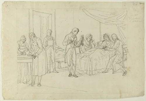 Sickbed Scene by Saverio della Gatta, drawing, 1777-1850