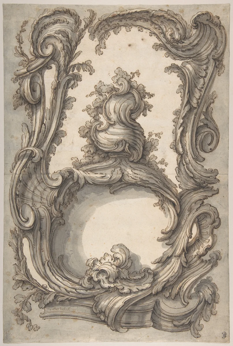 Study for a Cartouche by Pierre Edmé Babel, drawing, 1735-1775