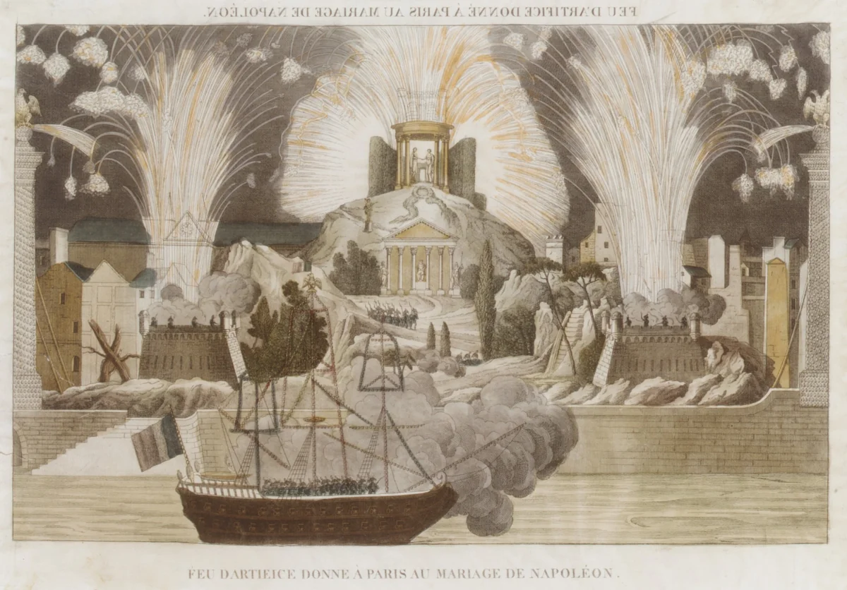 Feu d'Artifice donné à Paris au Mariage de Napoléon by anonymous, print, 1810