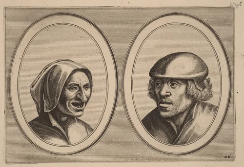 "Vrouw Verneem-al" and "Hans de Pluym-strijcker" by Johannes van Doetechum
Lucas van Doetechum
Pieter Bruegel
Claes Jansz Visscher, print, 1564-1565