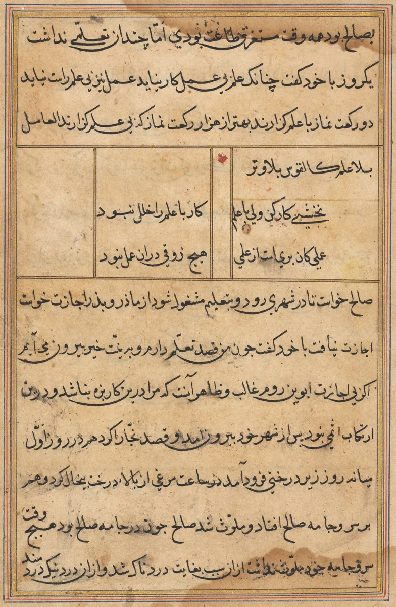 Page from Tales of a Parrot (Tuti-nama): text page by Unknown, painting, 1555-1565