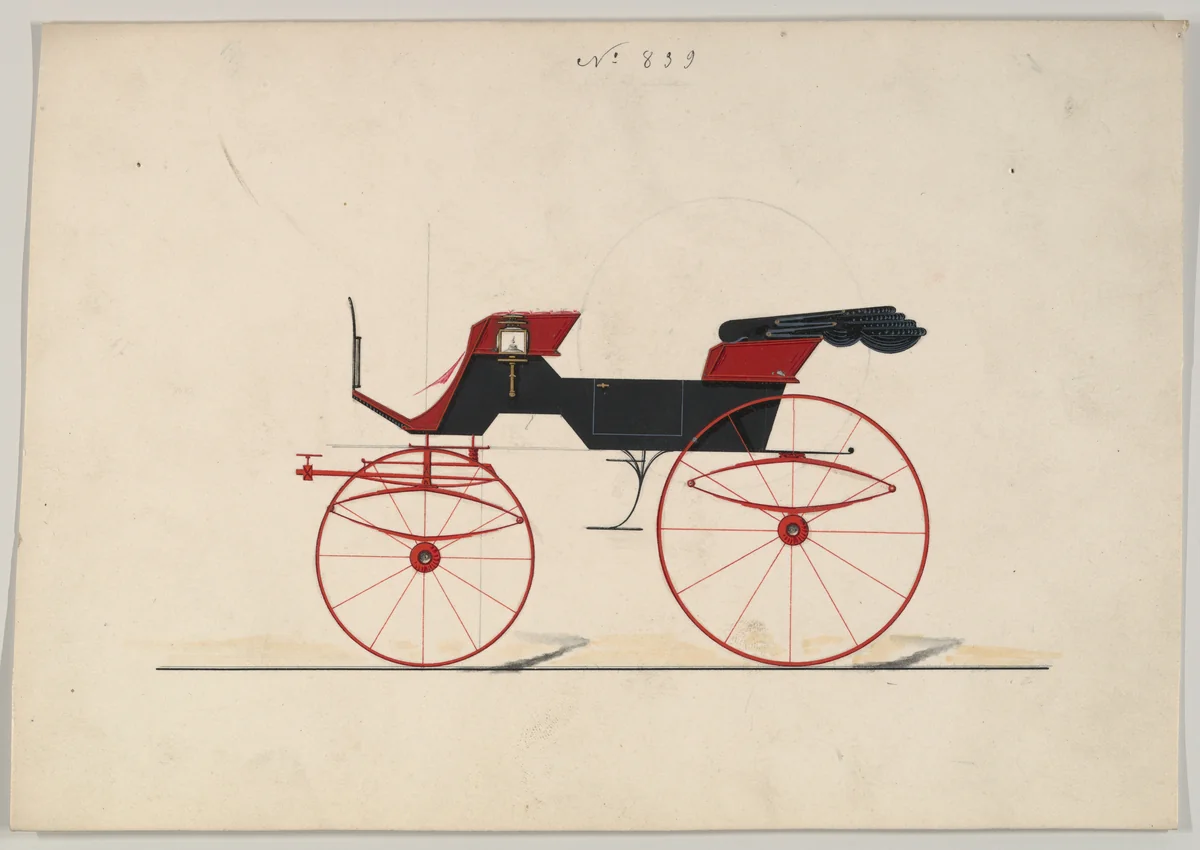 Design for Phaeton, no. 839 by Brewster & Co., drawing, 1850-1874