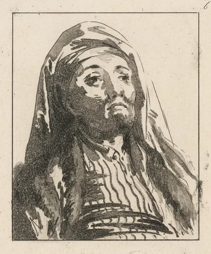 Head of a Man, Slightly Turned by Jean Baptiste Le Prince, print, 1768