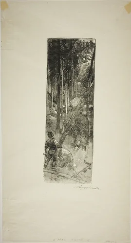 Falling Pines by Louis Auguste Lepère, print, 1908