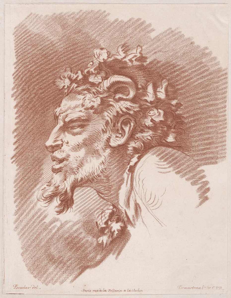 Tête de faune by Gilles Demarteau, print, 1737-1776