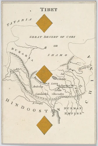 Tibet, from "Court Game of Geography" by William and Henry Rock, print, 1838-1855