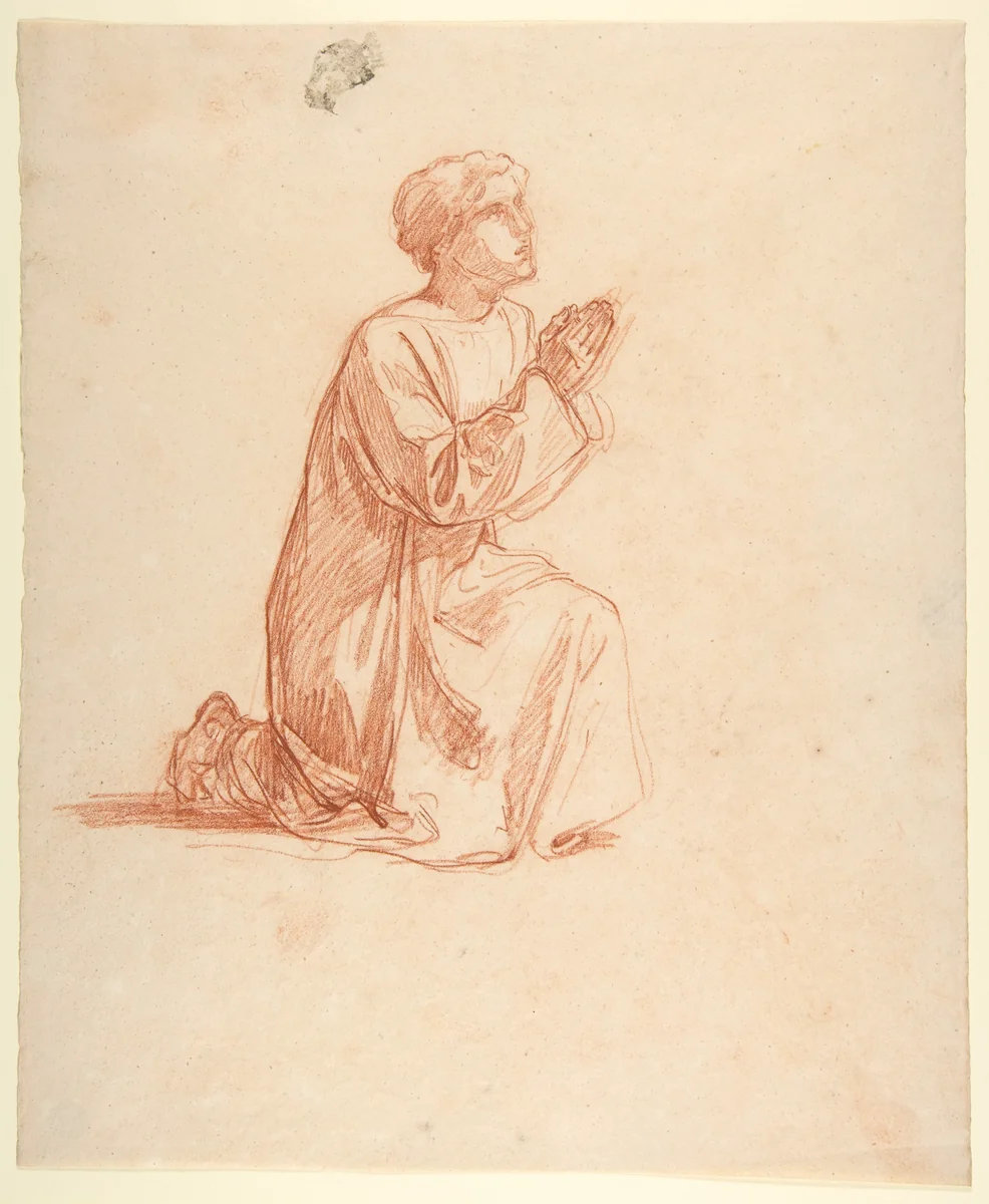 Cleric (lower register; study for wall paintings in the Chapel of Saint Remi, Sainte-Clotilde, Paris, 1858) by Isidore Pils, drawing, 1825-1875