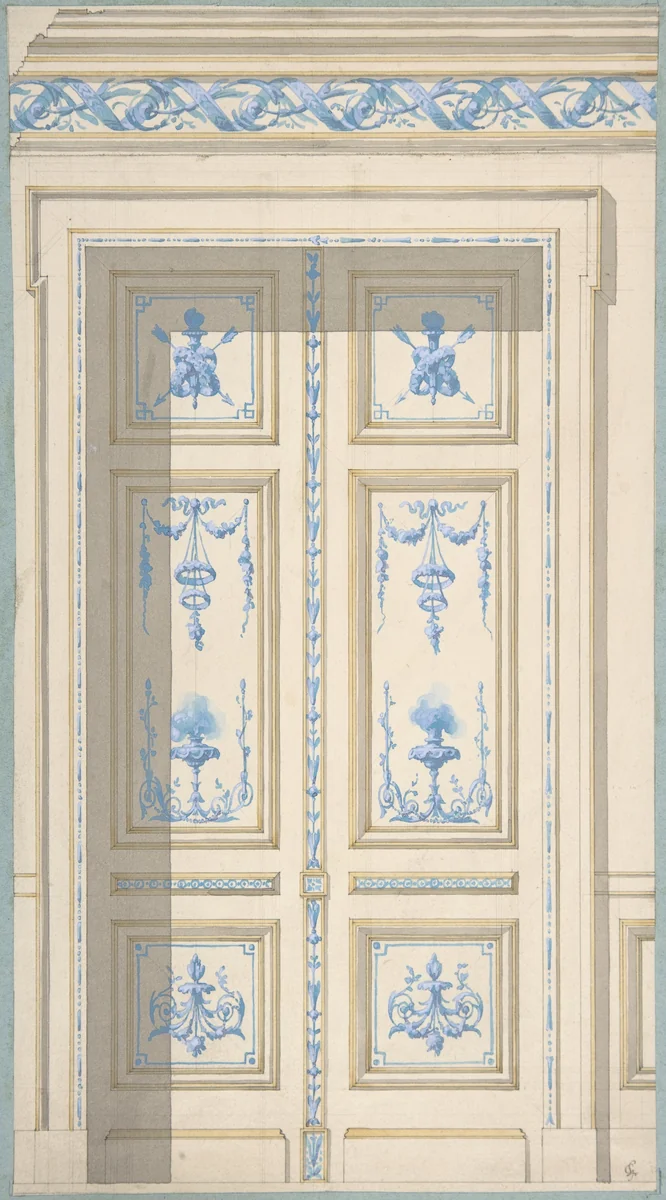Design for Bedroom Doors, Hôtel de Jagan by Jules-Edmond-Charles Lachaise, drawing, 1850-1900