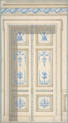 Design for Bedroom Doors, Hôtel de Jagan by Jules-Edmond-Charles Lachaise, drawing, 1850-1900