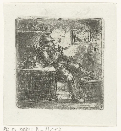 Man met pijp by Jan Chalon, print, 1748-1795