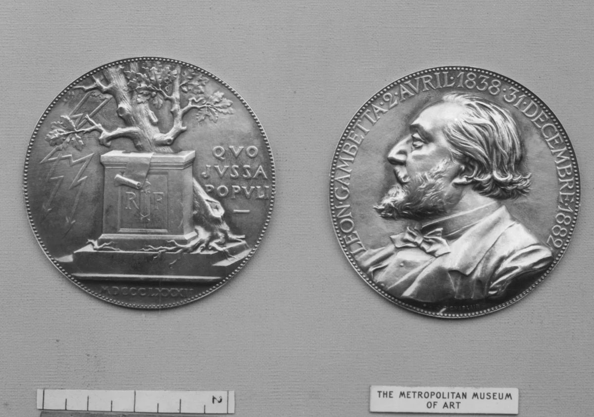 In Memory of Leon Gambetta, French Politician by Jules-Clément Chaplain, metalwork, 1882