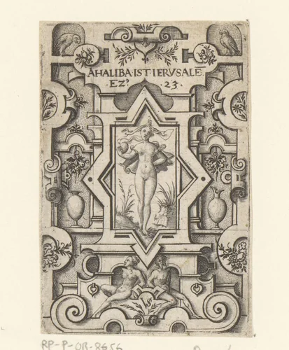 Oholiba in rolwerk omlijsting by Unknown, print, 1524-1562