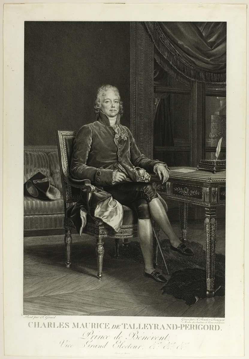 Portrait of Charles Maurice de Talleyrand-Perigord by Auguste Gaspard Louis Boucher Desnoyers, print, 1799-1857