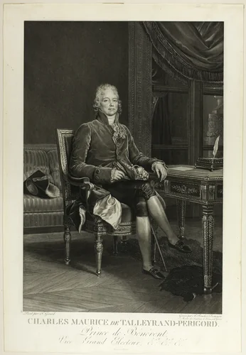 Portrait of Charles Maurice de Talleyrand-Perigord by Auguste Gaspard Louis Boucher Desnoyers, print, 1799-1857