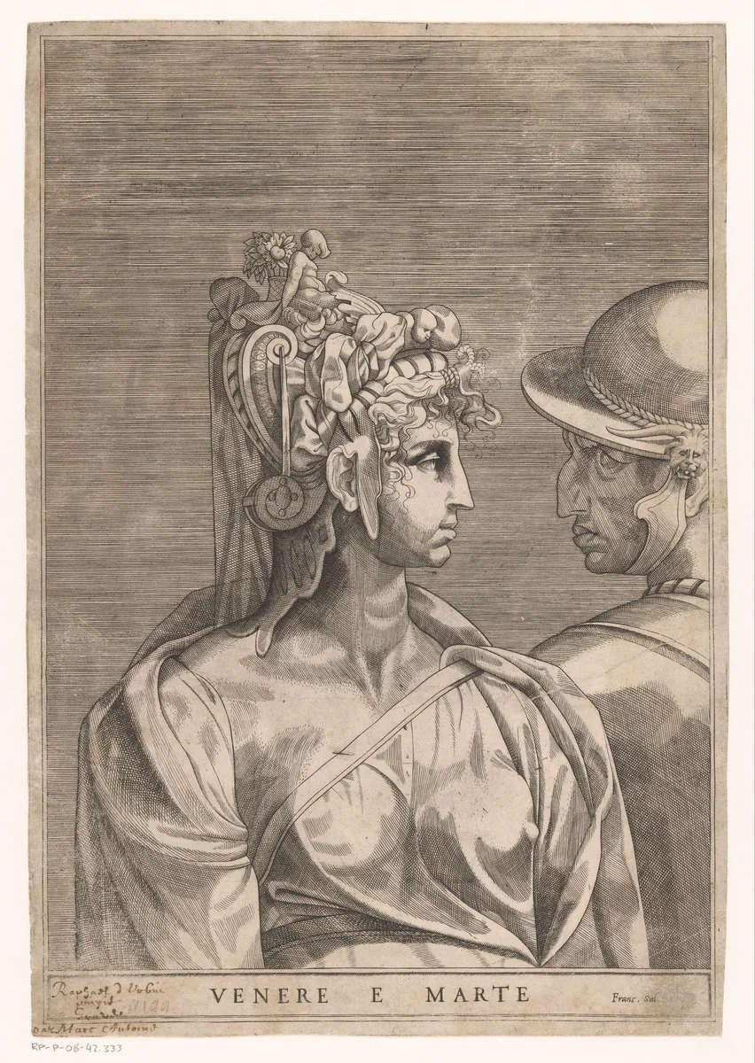 Venus en Mars by anonymous, print, 1520-1613
